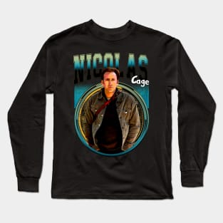 Cage Chronicles Visual Journey Through Nicolas's Iconic Roles Long Sleeve T-Shirt